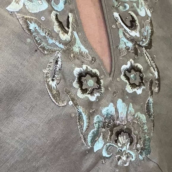 Lafayette 148 Embroidered Linen Top - Picture 2 of 5